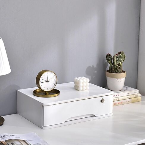 خزانة الملفات المسطحة - صندوق تخزين الخشب الصلب ، صندوق تخزين لسطح المكتب الخشبي مع أدراج قابلة للقفل ، مستلزمات مكتبية A4/استلام منظم ، قفل خزانة الإيداع 1/2/3/4 درج (C ، درجتين) in Kuwait