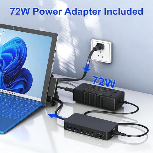 Surface Docking Station, Triple Display Dual 4K HDMI & VGA, 12-in-1 Surface Pro Dock for Microsoft Surface Pro 11/10/9/8/7/6/5/4/3, Surface Laptop 7/6/5/4, Surface Go/Book/Laptop Go in Saudi Arabia