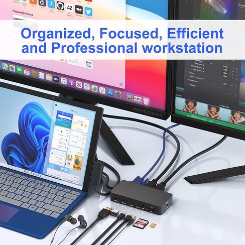 Surface Docking Station, Triple Display Dual 4K HDMI & VGA, 12-in-1 Surface Pro Dock for Microsoft Surface Pro 11/10/9/8/7/6/5/4/3, Surface Laptop 7/6/5/4, Surface Go/Book/Laptop Go in Saudi Arabia