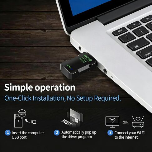 USB WiFi 6 Adapter for PC Desktop & Laptop, 900Mbps Dual Band 2.4/5GHz with Bluetooth 5.4, Nano Size Plug & Play, Windows 11/10 Driver-Free, Reconnect 7 Devices Simultaneously in Saudi Arabia