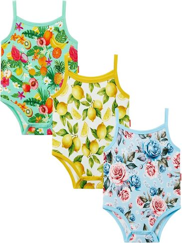 Baby Girl 3-Pack Sleeveless and Camisole Bodysuit Bamboo Viscose Summer Clothes in Saudi Arabia