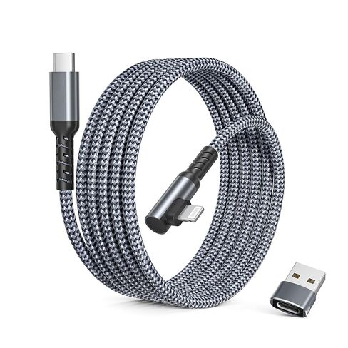 كابل شاحن Elebase لجهاز iPad 9th 8th Generation مع محول USB 3.3FT، كابل USBC بزاوية إلى Lightning، سلك طاقة شحن PD قديم على شكل L لهاتف Apple iPhone 14 13 12 11 Pro Max Plus، XS XR X 8 7 SE، سيارة in Kuwait