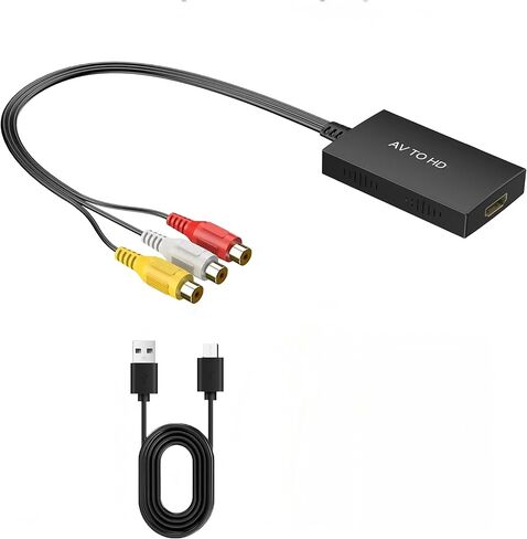 محول RCA إلى HDMI، محول AV إلى HDMI بدقة 1080 بكسل، يدعم VCR، DVD، PS2، PS3 وأجهزة الألعاب القديمة، يتضمن كابل AV، وكابل طاقة USB ودليل المستخدم in Saudi Arabia