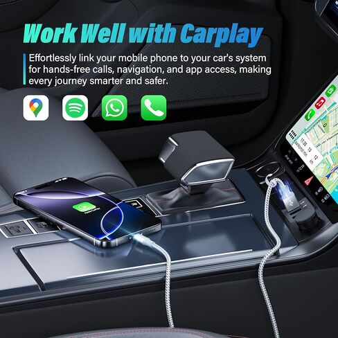 سلك شاحن Car Carplay لهاتف iPhone 17 16 15 2 حزمة [3FT+6FT]، كابل شحن USB A إلى USB C لسلك CarPlay USBC لجهاز iPad Pro 12.9/11، Air 5th/4th Gen in Kuwait