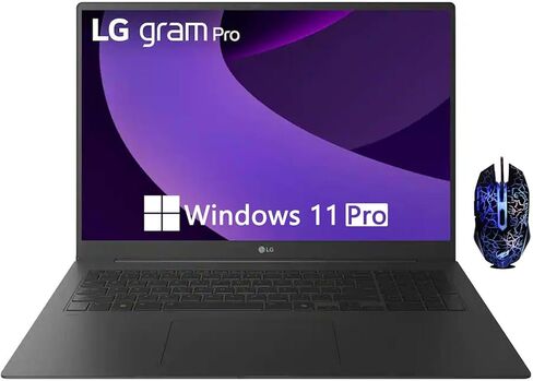 كمبيوتر محمول LG gram Pro 17 بوصة خفيف الوزن، إصدار Intel Evo مدعوم بمعالج Intel Core Ultra9 285H، NVIDIA RTX5050، ذاكرة الوصول العشوائي LPDDR5X سعة 32 جيجابايت، 4 تيرابايت SSD، WiFi-7، لوحة مفاتيح بإضاءة خلفية، Windows 11 Pro - أسود in Kuwait