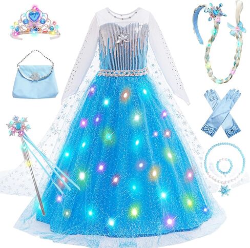Princess Dress for Girls | Sparkly Cape & Crown | Ages 3-10 | Birthday, Halloween, Party Costume in Saudi Arabia