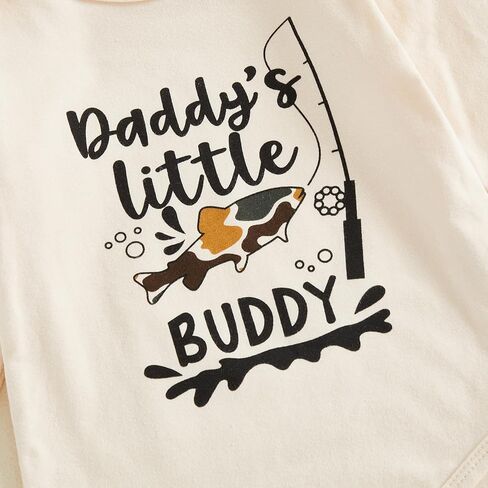 YOKJZJD 3Pcs Newborn Baby Boy Clothes Daddys Fishing Buddy Long Sleeve Romper Bodysuit T-Shirt Pants Set +Hat Fall Outfits in Saudi Arabia