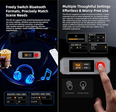جهاز إرسال الصوت xDuoo MX-02 HD Bluetooth 5.4 - صوت LE، وaptX Lossless للكمون المنخفض للغاية، دونجل بلوتوث لأجهزة الكمبيوتر/التلفزيون/مشغلات الأقراص المضغوطة/PS5، جهاز إرسال لاسلكي بدون فقدان لمكبرات الصوت/سماعات الرأس in Saudi Arabia