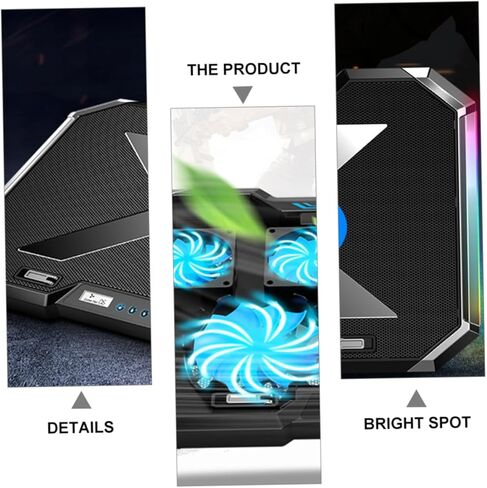 وسادة تبريد للكمبيوتر المحمول Angoily RGB قابلة للتعديل، مروحة هادئة للارتفاع لأجهزة الكمبيوتر المحمولة المخصصة للألعاب، تصميم لتبريد الهواء والألعاب المحسنة in Kuwait