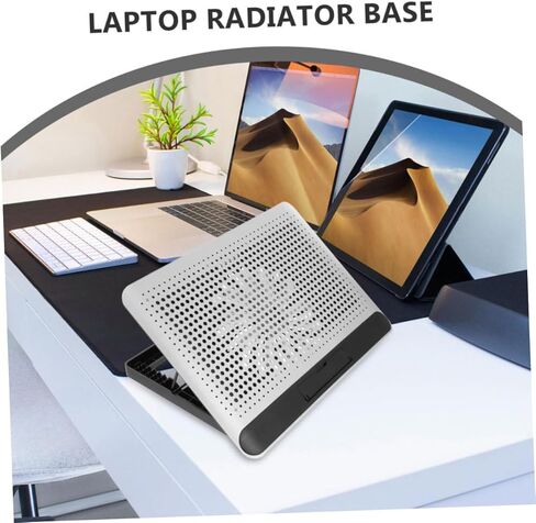 قاعدة تبريد للكمبيوتر المحمول من سبائك الألومنيوم مع منافذ USB مزدوجة، حامل تبريد للكمبيوتر المحمول رقيق وهادئ لأجهزة الكمبيوتر المحمولة حتى زوايا مريحة وإطار دعم مروحة الكمبيوتر المقاوم للانزلاق باللون الفضي in Kuwait
