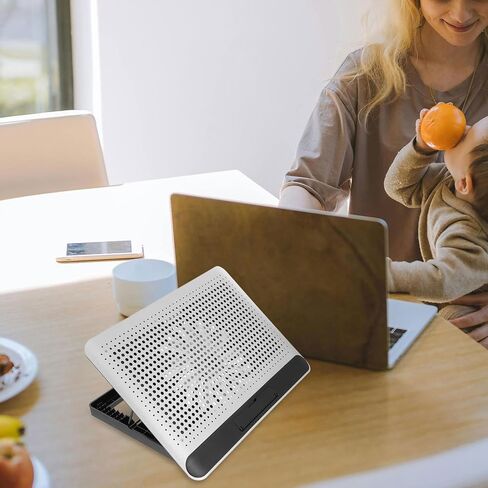 قاعدة تبريد للكمبيوتر المحمول من سبائك الألومنيوم مع منافذ USB مزدوجة، حامل تبريد للكمبيوتر المحمول رقيق وهادئ لأجهزة الكمبيوتر المحمولة حتى زوايا مريحة وإطار دعم مروحة الكمبيوتر المقاوم للانزلاق باللون الفضي in Kuwait