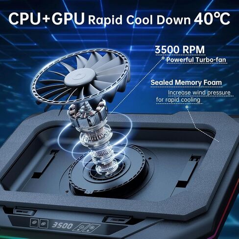 Cooling Pad for Acer Nitro 5 AN515-58 AN517-42 Gaming Laptop Cooler with Powerful Turbo Cooling Fan Can Fast Cooling CPU+GPU 40°C,Variable Speed,6 RGB Light 3 USB-A in Saudi Arabia