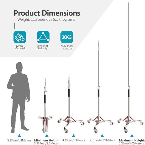 NEEWER CB200B 210W LED فيديو ضوء 2.4G/APP تحكم وحامل إضاءة مع مجموعة عجلات، جميع المعادن COB Bowens إضاءة مستمرة 90000Lux/1m 2700K-6500K CRI/TLCI97+ 12 تأثيرًا لتسجيل الفيديو in Saudi Arabia