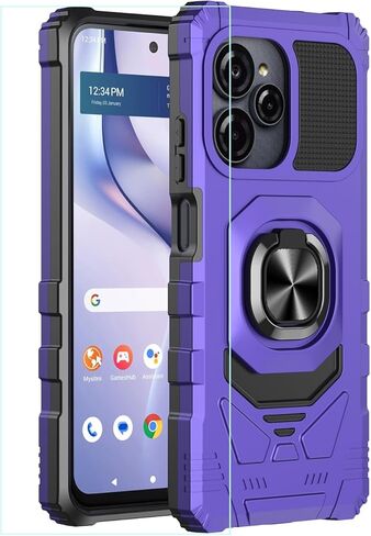 for Blu View Speed Ultra 5G Phone Case with Screen Protector,Magnetic Ring Stand Design,Frosted PC Back Soft Silicone Bumper Military Grade Rugged Corner for Blue View Speed Ultra Purple in Saudi Arabia