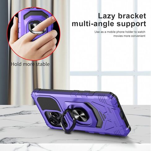 for Blu View Speed Ultra 5G Phone Case with Screen Protector,Magnetic Ring Stand Design,Frosted PC Back Soft Silicone Bumper Military Grade Rugged Corner for Blue View Speed Ultra Purple in Saudi Arabia
