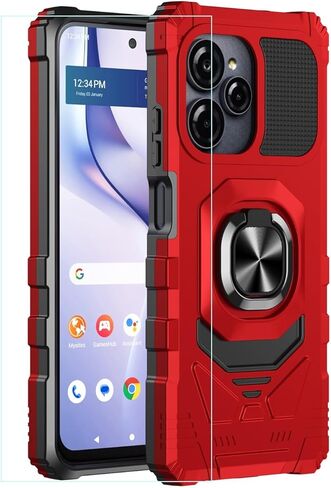 for Blu View Speed Ultra 5G Phone Case with Screen Protector,Magnetic Ring Stand Design,Frosted PC Back Soft Silicone Bumper Military Grade Rugged Corner for Blue View Speed Ultra Purple in Saudi Arabia