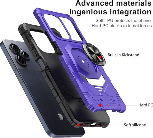for Blu View Speed Ultra 5G Phone Case with Screen Protector,Magnetic Ring Stand Design,Frosted PC Back Soft Silicone Bumper Military Grade Rugged Corner for Blue View Speed Ultra Purple in Saudi Arabia