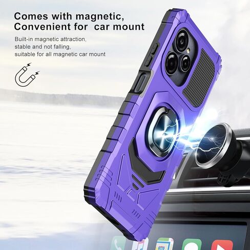for Blu View Speed Ultra 5G Phone Case with Screen Protector,Magnetic Ring Stand Design,Frosted PC Back Soft Silicone Bumper Military Grade Rugged Corner for Blue View Speed Ultra Purple in Saudi Arabia