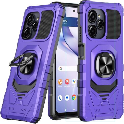 for Blu View Speed Ultra 5G Phone Case with Screen Protector,Magnetic Ring Stand Design,Frosted PC Back Soft Silicone Bumper Military Grade Rugged Corner for Blue View Speed Ultra Purple in Saudi Arabia