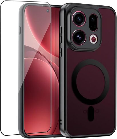 QUIETIP Magnetic Case for Oppo Find X9 Pro with Screen Protector,[Compatible with MagSafe] Translucent Matte Drop Protection Cover,Black in Saudi Arabia