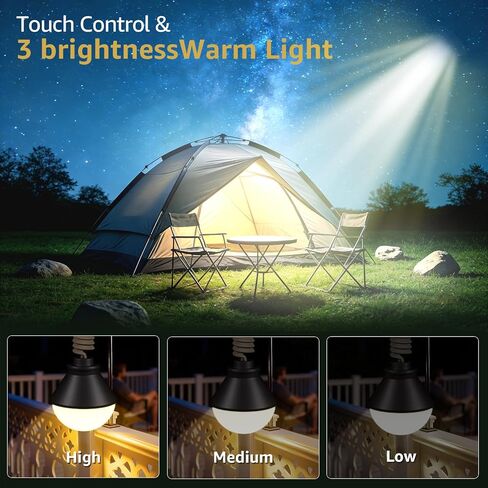 2-حزمة فانوس تخييم LED قابل لإعادة الشحن 5000 مللي أمبير في الساعة مع ضوء خيمة معلق مغناطيسي وبطارية مقاومة للماء 600 لومن، USB لاسلكي محمول قابل للتعتيم لانقطاع التيار الكهربائي ومعدات الصيد والبقاء في الهواء الطلق in Kuwait