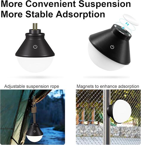 2-حزمة فانوس تخييم LED قابل لإعادة الشحن 5000 مللي أمبير في الساعة مع ضوء خيمة معلق مغناطيسي وبطارية مقاومة للماء 600 لومن، USB لاسلكي محمول قابل للتعتيم لانقطاع التيار الكهربائي ومعدات الصيد والبقاء في الهواء الطلق in Kuwait