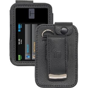 Case for Tandem t:Slim X2 Insulin Pump, Form-Fit Cover [Built-in Screen Protection] and [Rotating Metal Belt Clip] - Black Vegan Leather in Saudi Arabia