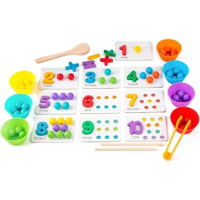 Fine Motor Toys，Wooden Peg Board Bead Game for Toddlers - Rainbow Stacking, Color Sorting & Counting Toys | Fine Motor Skills Development | Math Learning Games for 3 4 5 Years Old in Saudi Arabia