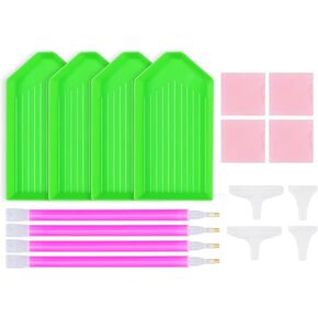 SWATOM 15 PCS أدوات الطلاء فن الماس 5D الماس الإكسسوارات الفنية مع قلم الحفر ودرج DIY لوازم مجموعة للأطفال البالغين in Kuwait
