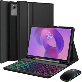 حافظة لوحة المفاتيح لجهاز Lenovo Idea Tab 11 بوصة 2025 / Tab M11 11 بوصة 2024، ماوس LED بلوتوث 2.4G، 7 ألوان قوس قزح خلفية قابلة للفصل غطاء لوحة مفاتيح بلوتوث in Kuwait