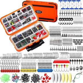 602 Pcs Fishing Tackle Accessories Kit, Organized Fishing Tackles Box with Tackle Included, Fish Hooks, Weights Sinkers, Swivels, Beads Gear and Equipment Set, Fishings Gift for Men in Saudi Arabia
