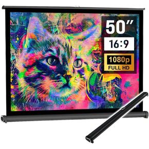 Japard 50 Inch Projector Screen Portable Floor Standing16:9 HD Floor Rising Retractable Tabletop Projector Screen with Stable Stand Compact Mobile Screen, Office, Classroom in Saudi Arabia