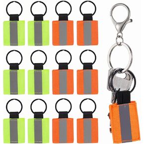12 Pieces Reflective Keychain Tags, High Visibility Nylon Zipper Pulls Safety Keychain with Holder Ring for Backpack, Dog Collar, Safety Gear in Saudi Arabia