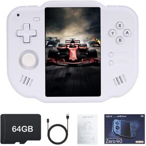 وحدة تحكم ألعاب محمولة باليد MagicX Zero 40 Retro 4.0 بوصة IPS شاشة نظام Linux عصا تحكم مزدوجة مدمجة 64G TF بطاقة محاكي محمول يدعم 4.2G WiFi Bluetooth TV Output (أسود) in Kuwait