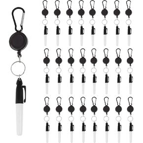 48pcs (24 مجموعة) علامات دائمة مصغرة مع مقاطع CAP Golf Ball Marker Pen قلم القلم بقرعة Fine Point Marker Clips Golf Keychain Clips for Badge Dry Erase Ambels Black Ink Pens for Office School in Kuwait