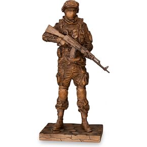 12.60" Handmade Wooden Ukrainian Soldier Statue - Hand-Carved Figurine, Minimalist Wood Sculpture, Rustic Home Decor, Unique Vintage Figurine, Artisan Wood Art, Inspirational Gift in Saudi Arabia