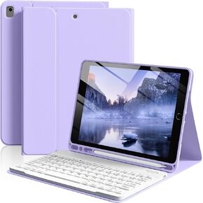 Keyboard Case for iPad 9th/8th/7th Generation 10.2 inch 2021/2020/2019, Detachable Wireless Bluetooth Keyboard Thin & Light with Pencil Holder for iPad 10.2" iPad Air 3rd Gen/Pro 10.5, Gray in Kuwait