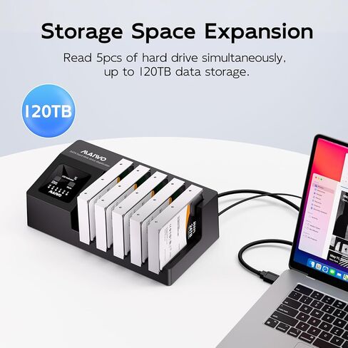 MAIWO USB 3.0 to SATA I/II/III Hard Drive Cloner Docking Station for 2.5 3.5 Inch SATA HDD SSD, 5 Bay External Hard Drive Duplicator Reader with UASP, 120TB Capacity, Tool Free in Saudi Arabia