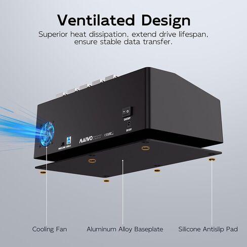MAIWO USB 3.0 to SATA I/II/III Hard Drive Cloner Docking Station for 2.5 3.5 Inch SATA HDD SSD, 5 Bay External Hard Drive Duplicator Reader with UASP, 120TB Capacity, Tool Free in Saudi Arabia