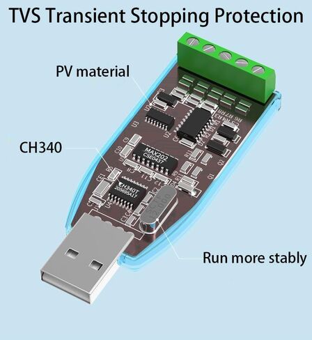 USB to RS485 Converter (CH340)– Industrial Grade Half-Duplex Adapter with TVS Protection, Driver Included for Windows 10/11, Linux, macOS – Ideal for PLC, SCADA, HMI Systems in Saudi Arabia