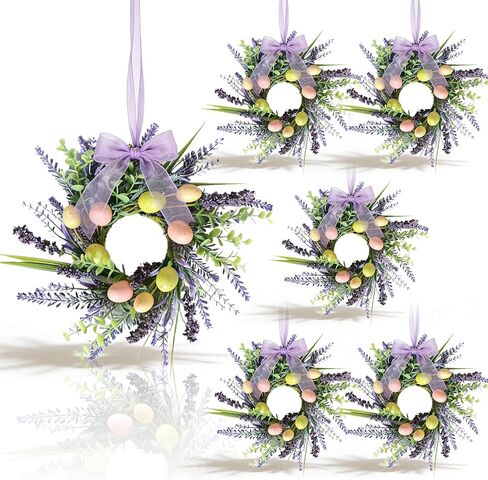 6 Pcs Small Sunflower Wreaths with Ribbon for Cabinet Front Door Mini Artificial Floral Hanging Wreath 3" Spring Summer Fake Yellow Daisies Wreaths Farmhouse Pillar Window Home Wall Party Décor in Saudi Arabia