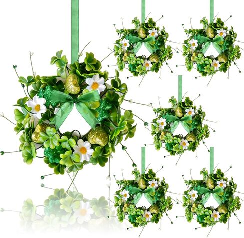 6 Pcs Small Sunflower Wreaths with Ribbon for Cabinet Front Door Mini Artificial Floral Hanging Wreath 3" Spring Summer Fake Yellow Daisies Wreaths Farmhouse Pillar Window Home Wall Party Décor in Saudi Arabia