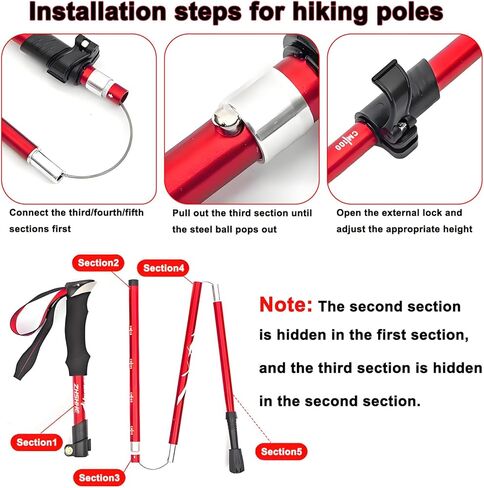 Aluminum Collapsible Ultralight Travel Trekking Hiking Poles Djustable Height,Walking Sticks with Quick Lock System, Telescopic, Camping for Men and Women in Saudi Arabia