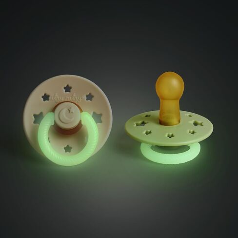 Itzy Ritzy Natural Rubber Pacifiers (Set of 2) – Baby Pacifiers with Cherry-Shaped Nipple & Large Air Holes for Added Safety; Set of 2 Glow in The Dark Binkies (Ages 6-18 Months) in Saudi Arabia