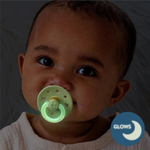 Itzy Ritzy Natural Rubber Pacifiers (Set of 2) – Baby Pacifiers with Cherry-Shaped Nipple & Large Air Holes for Added Safety; Set of 2 Glow in The Dark Binkies (Ages 6-18 Months) in Saudi Arabia