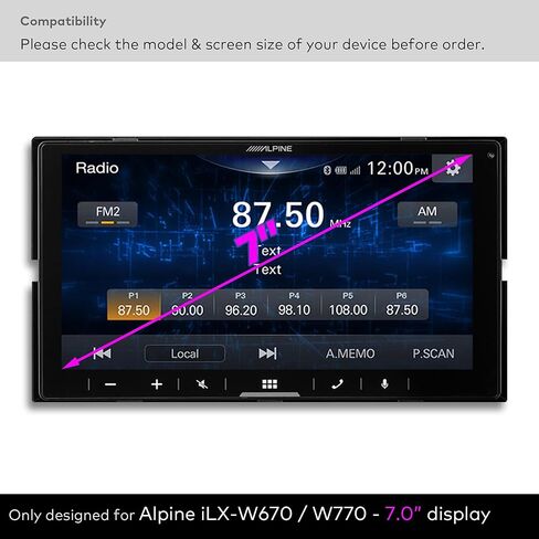 9H Tempered Glass Screen Protector Compatible with Alpine iLX-W670 & iLX-W770 Digital Multimedia Receiver 7 Inch Touchsreen Anti Scratch/Fingerprint (HD Clear) in Saudi Arabia