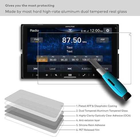 9H Tempered Glass Screen Protector Compatible with Alpine iLX-W670 & iLX-W770 Digital Multimedia Receiver 7 Inch Touchsreen Anti Scratch/Fingerprint (HD Clear) in Saudi Arabia