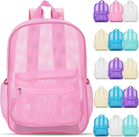 Silkfly 18 Pcs Mesh Backpacks Bulk 17 Inch School Bags for Boys Girls Back to School, Swim, Sports, Donations, Gifts (Black) in Saudi Arabia
