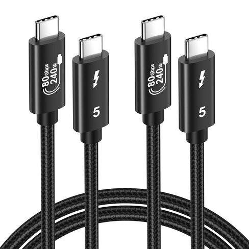 Thunderbolt 5 Cable, 3.3ft USB C to USB-C 80Gbps Data Transfer 240W PD3.1 Fast Charging 120Gbps Bandwidth 8K Display for TB4/3 USB4 Dock MacBook M4 iPhone 17 Pro Max iPad eGPU SSD, 2Pack in Saudi Arabia