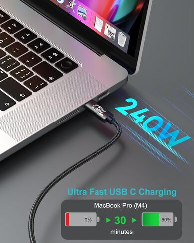 Thunderbolt 5 Cable, 3.3ft USB C to USB-C 80Gbps Data Transfer 240W PD3.1 Fast Charging 120Gbps Bandwidth 8K Display for TB4/3 USB4 Dock MacBook M4 iPhone 17 Pro Max iPad eGPU SSD, 2Pack in Saudi Arabia